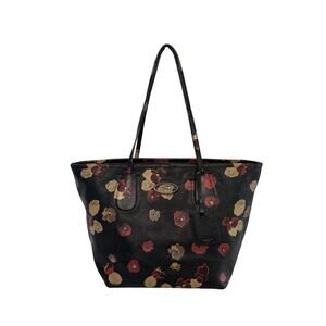 Coach Taxi Tote Bag Black Floral Leather Handbag Purse Multicolor 33743